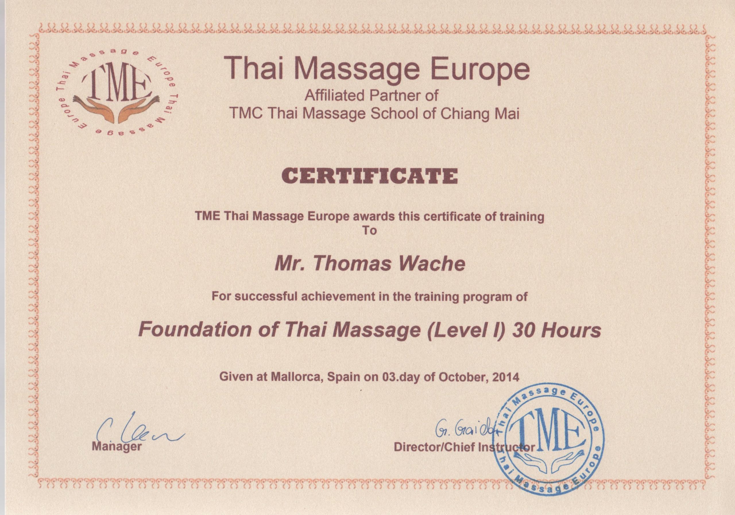 Thai Massage Europe - Foundation of Thai Massage Level 1