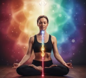 Abbildung einer Frau, die im Meditationssitz Maha Bandha praktiziert.